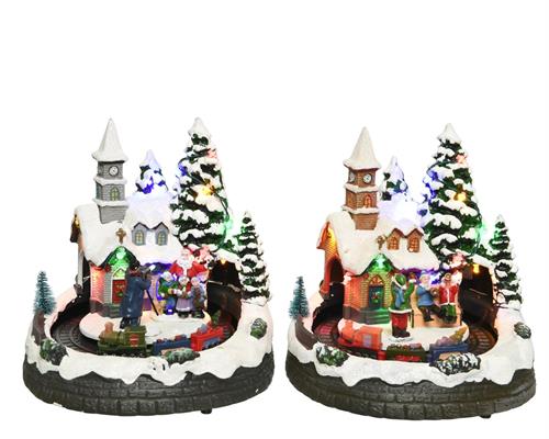 PAESAGGIO VILLAGGIO INVERNALE CON 8 LED MULTICOLOR