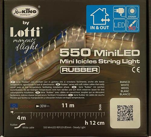 TENDA A CATENA MINI ICE LIGHT 550 MINILED BIANCO CAVO/B11MTX12CM