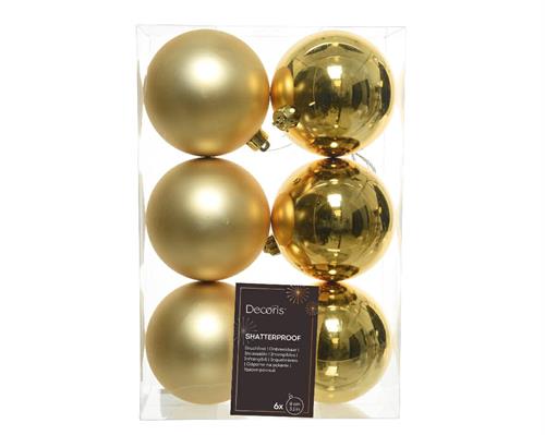 PALLINE ORO LUCIDO E SATINATO PER ALBERO 8 CM BOX 6 PZ