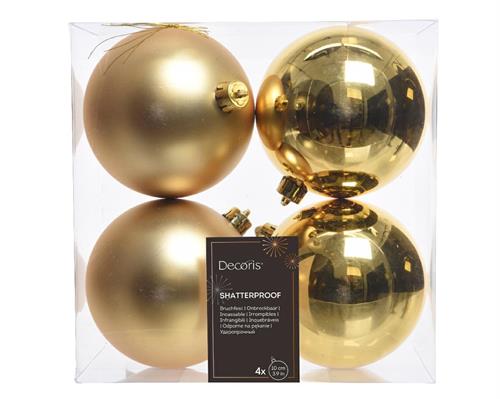 PALLINE ORO LUCIDO E OPACO 10 CM PER ALBERO BOX 4 PZ