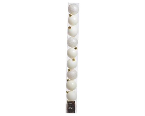 PALLINE PER ALBERO IN TUBO 10 PZ 6 CM CREMA