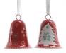 CAMPANA METALLO ROSSA CON DECORI NATALIZI 9CM