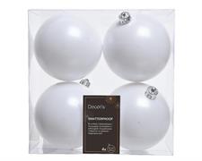 PALLINE DI NATALE BIANCHE 10 CM CONFEZIONE 4 PZ