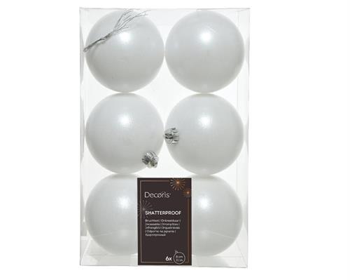 PALLINE DI NATALE BIANCHE 8 CM CONFEZIONE 6 PZ