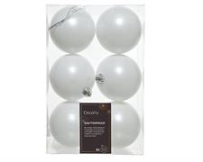 PALLINE DI NATALE BIANCHE 8 CM CONFEZIONE 6 PZ