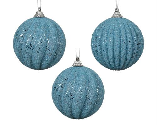 PALLINA DI NATALE CELESTE CON GLITTER 8 CM