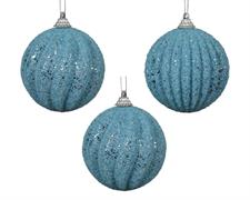 PALLINA DI NATALE CELESTE CON GLITTER 8 CM