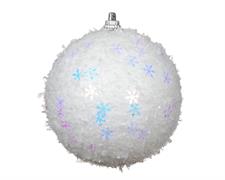 PALLINA DI NATALE IN FOAM BIANCA DECORI IRIDESCENTI 8 CM