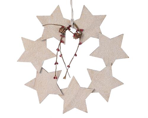CORONA DI STELLE IN LEGNO DECORATA 5X12X14