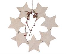CORONA DI STELLE IN LEGNO DECORATA 5X12X14
