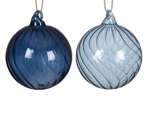 PALLINA DI NATALE IN VETRO TRASPARENTE BLU