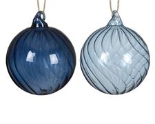 PALLINA DI NATALE IN VETRO TRASPARENTE BLU