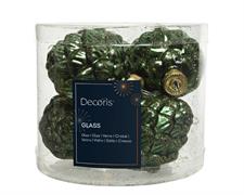 PIGNE IN VETRO VERDE PINO GLITTER 6 PZ 7X5 CM