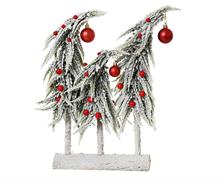 ALBERELLI CON BACCHE ROSSE SU BASE IN LEGNO H.40X30X12 CM