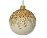 PALLINA DI NATALE IN VETRO BIANCO LANA GLITTER ORO 8 CM