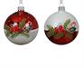 PALLINA DI NATALE VETRO ROSSO BIANCA DECORO RAMETTI REGALI 8CM