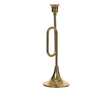 CANDELABRO FORMA TROMBA IN ALLUMINIO ORO H.34X12 CM