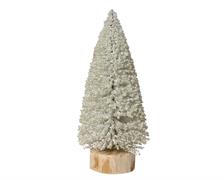 MINI ALBERO BIANCO CON PERLINE SU BASE IN LEGNO H.32X12 CM