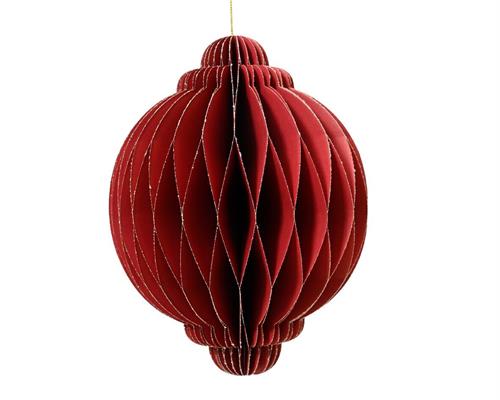 ORNAMENTO NATALIZIO IN CARTA NIDO D'APE ROSSO GLITTER H.15X11,5