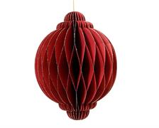 ORNAMENTO NATALIZIO IN CARTA NIDO D'APE ROSSO GLITTER H.15X11,5