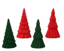 ALBERO DI NATALE IN POLISTIROLO FLOCCATO VERDE / ROSSO 30,6X17CM
