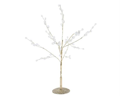 ALBERO CON RAMETTO ORO E PERLINE ACRILICHE H.60X30 CM