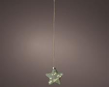 STELLA IN VETRO VERDE CON 15 MICROLED BIANCO CALDO