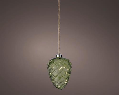 PIGNA IN VETRO VERDE CON 15 MICROLED BIANCO CALDO