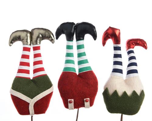 DECORAZIONE PENDENTE GAMBE ELFO ASS.4X9X19CM