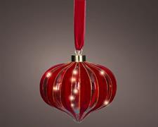 PALLINA DI NATALE FORMA CIPOLLA VETRO DECO ROSSA 15 LED BIANCO C