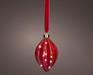 PALLINA DI NATALE FORMA OLIVA VETRO DECO ROSSA 15 LED BIANCO CAL