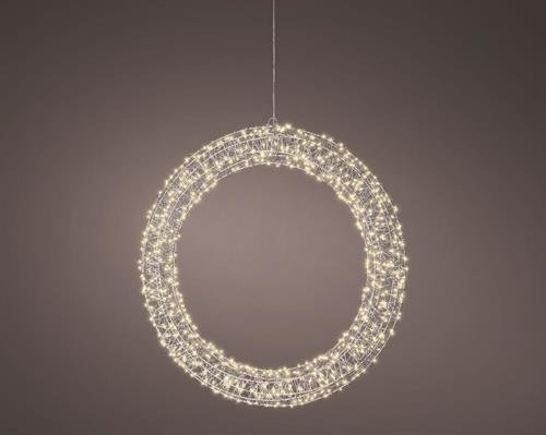 GHIRLANDA DI MICROLED METALLO 720 LED BIANCO CALDO H.58X58X7CM