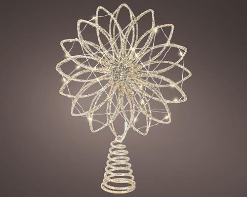 PUNTALE IN METALLO ORO LUMINOSO 20 MICROLED BIANCO CALDO H.26X19