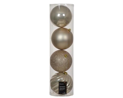 PALLINE DI NATALE PERLA GLITTER/OPACO/LUCIDO/FANTASIA 4 PZ 14CM