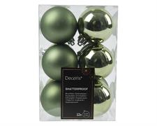 PALLINE DI NATALE VERDE ROSMARINO LUCIDE OPACHE 12PZ 6CM