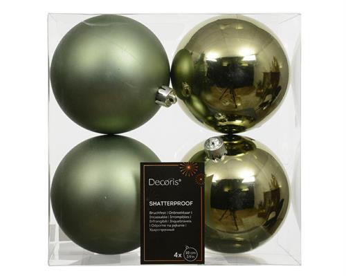 PALLINE DI NATALE VERDE ROSMARINO LUCIDE OPACHE 4PZ 10CM