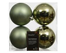PALLINE DI NATALE VERDE ROSMARINO LUCIDE OPACHE 4PZ 10CM