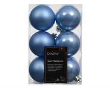 PALLINE DI NATALE AZZURRO CIELO LUCIDE OPACHE 12 PZ 6 CM