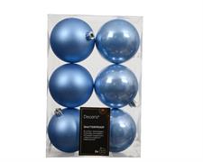 PALLINE DI NATALE AZZURRO CIELO LUCIDE OPACHE 6 PZ 8 CM