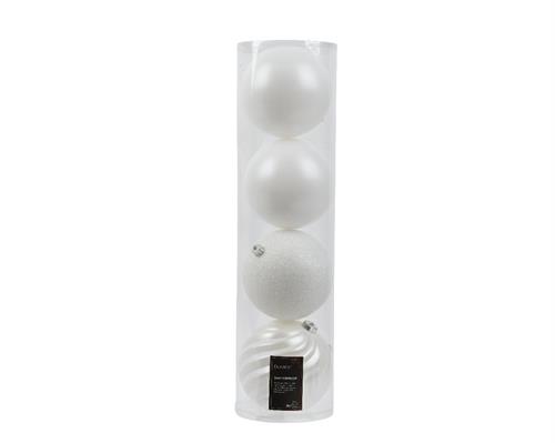 PALLINE DI NATALE BIANCHE LUCIDE GLITTER OPACHE FANTASIA 4 PZ 14