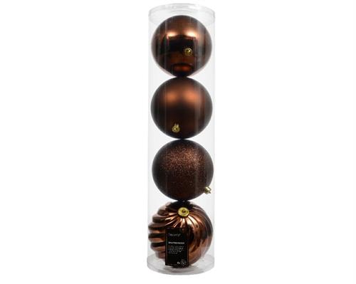 PALLINE DI NATALE MARRONE ESPRESSO LUCIDE GLITTER OPACHE  4 PZ 1