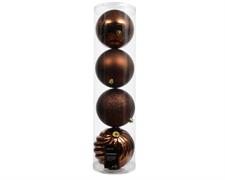 PALLINE DI NATALE MARRONE ESPRESSO LUCIDE GLITTER OPACHE  4 PZ 1