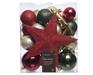 SET PALLINE DI NATALE CON PUNTALE STELLA ROSSO/ORO/VERDE 33 PZ