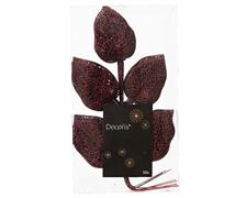 RAMETTO CON FOGLIE BORDEAUX GLITTER 10 PZ H.36X16X2CM