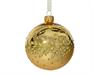 PALLINA IN VETRO ORO CON DECORO FOGLIE GLITTER 8 CM