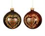 PALLINA DI NATALE IN VETRO ROSSA/VERDE DECORO CUORE 8 CM ASS.