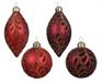 PALLINA IN VETRO ROSSA/BORDEAUX DECORO FOGLIE 8 CM 1 PZ ASS.