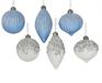 PALLINA DI NATALE VETRO BIANCA/AZZURRA CON GLITTERE PERLINE 8 CM