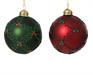 PALLINA DI NATALE VETRO OPACO ROSSO/VERDE CON STRASS 8 CM 1 PZ