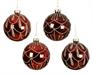 PALLINA DI NATALE IN VETRO ROSSO / BORDEAUX GLITTER ARGENTO 8CM